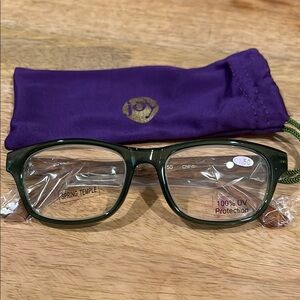 Brand New Joy Mangano Green frame Reader eyeglasses 2.50